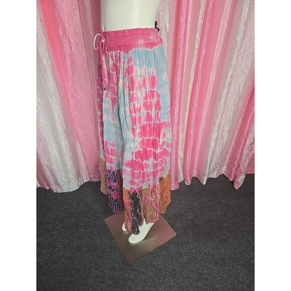 Lotus Boho Pink Shimmer Tye-dye Colorful Festival Cotton Skirt Size Large - Picture 8 of 12